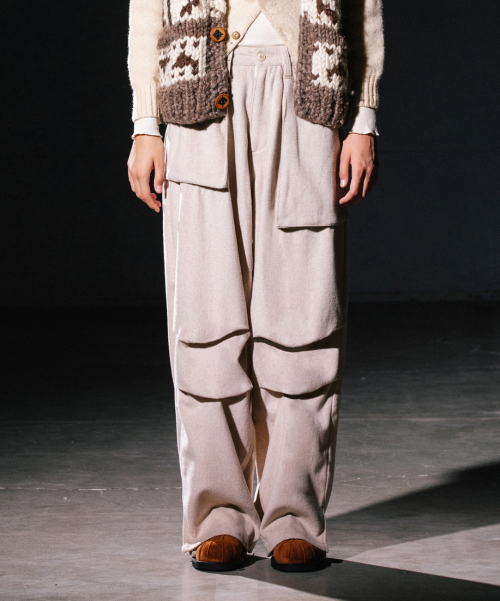 WOOL PARACHUTE PANTS / OATMEAL