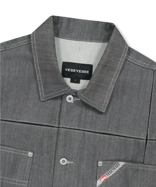 Paneled Denim Jacket Silver