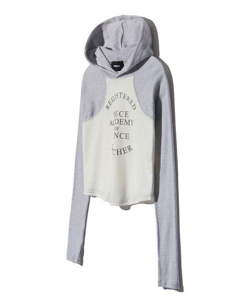 SLEEVELESS STRIPE LIGHT HOODIE (IVORY)