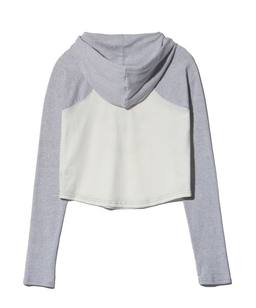 SLEEVELESS STRIPE LIGHT HOODIE (IVORY)