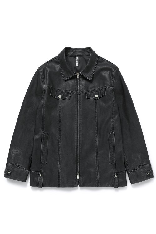 VINTAGE WASHING LEATHER JACKET [BLACK]