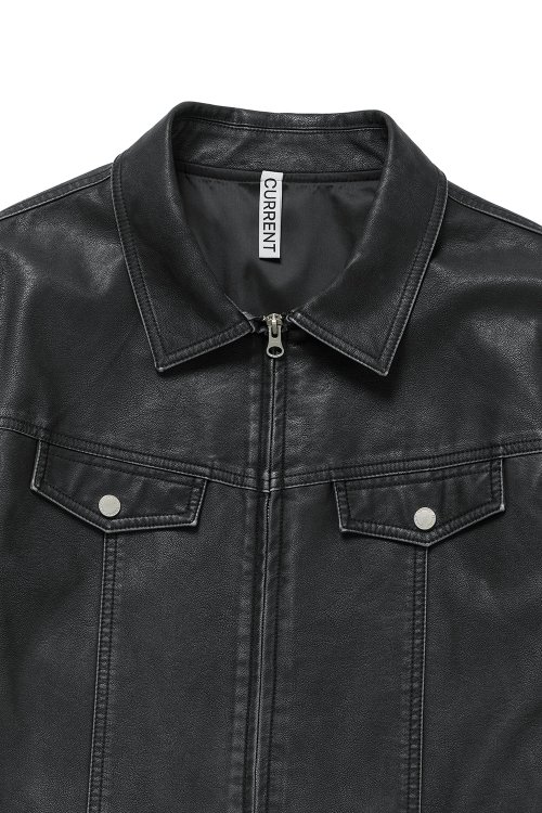 VINTAGE WASHING LEATHER JACKET [BLACK]