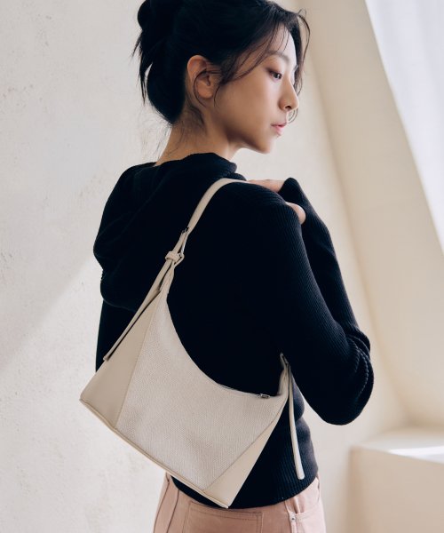 HERRINGBONE SHOULDER COMBI-BAG [IVORY]