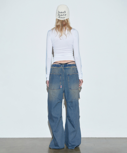 MUSINSA | SCULPTOR Destroyed Denim Pants Brushed Indigo
