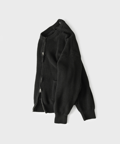 Хлопковый двухсторонний кардиган-баллон на молнии [Black]