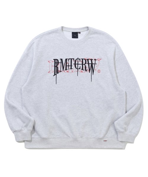 MUSINSA ROMANTIC CROWN Volume logo crew neck light gray