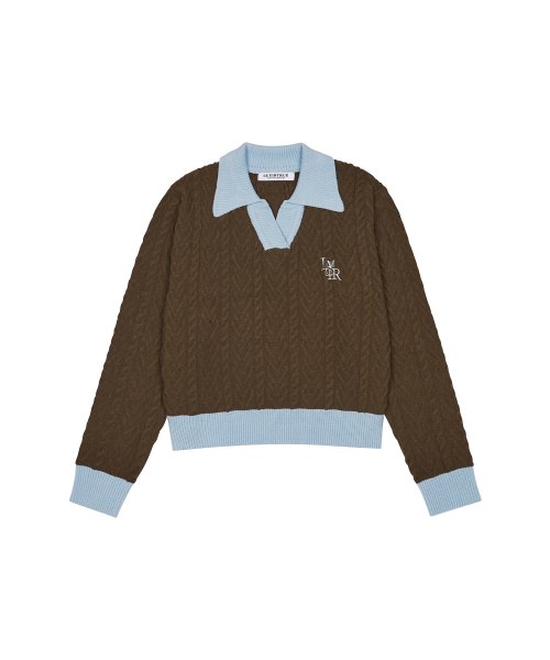 AC LOGO COLLAR KNIT(BROWN)