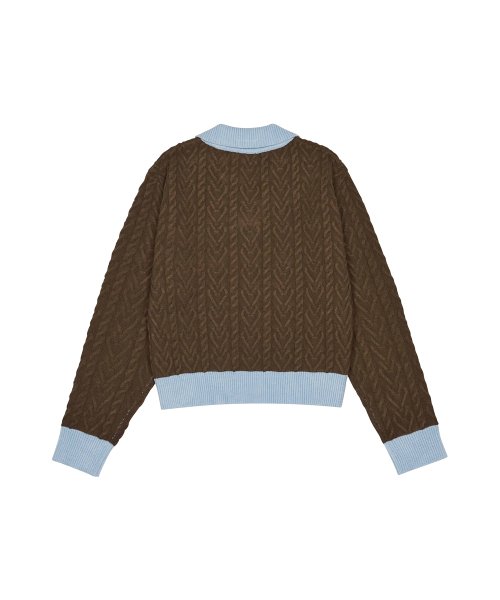 AC LOGO COLLAR KNIT(BROWN)