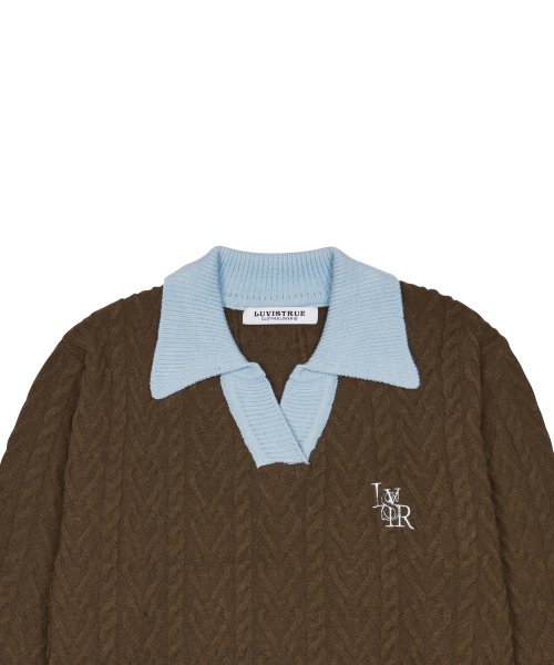 AC LOGO COLLAR KNIT(BROWN)