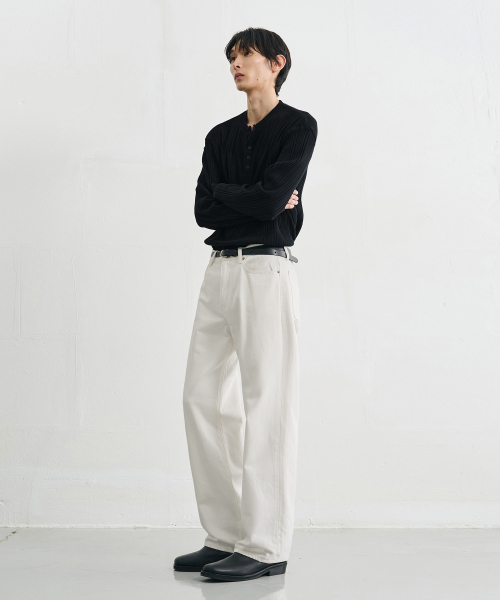 USUAL SEMI-WIDE DENIM PANTS [WHITE]