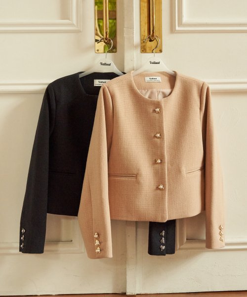 Blin Button Tweed Jacket_Beige