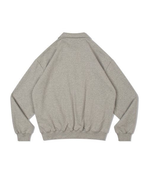 V.HEAVY HALF ZIP-UP SWEAT LOGO_MELANGE GRAY