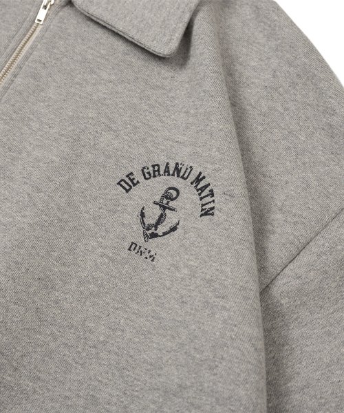 V.HEAVY HALF ZIP-UP SWEAT LOGO_MELANGE GRAY