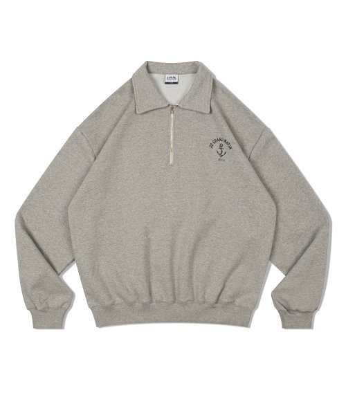 V.HEAVY HALF ZIP-UP SWEAT LOGO_MELANGE GRAY