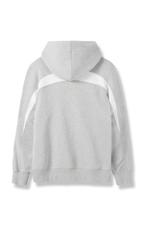 Contrast Mix Hoodie Zip-Up Gray