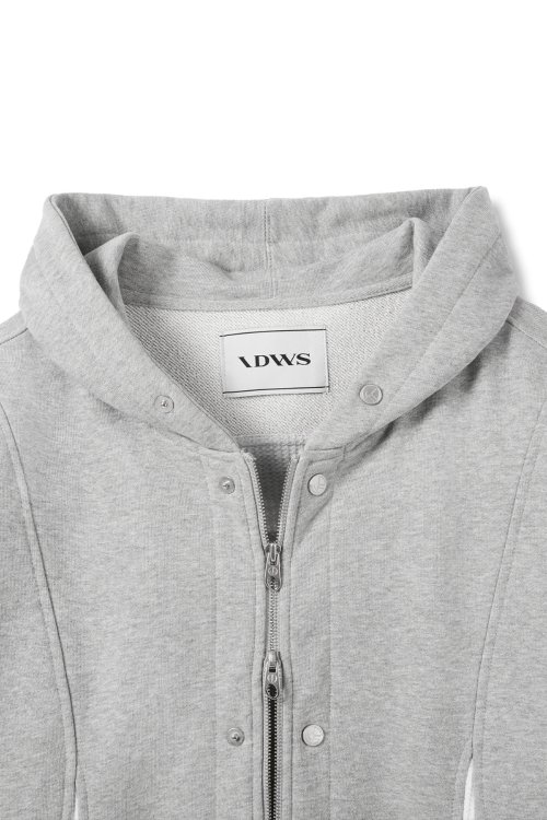 Contrast Mix Hoodie Zip-Up Gray