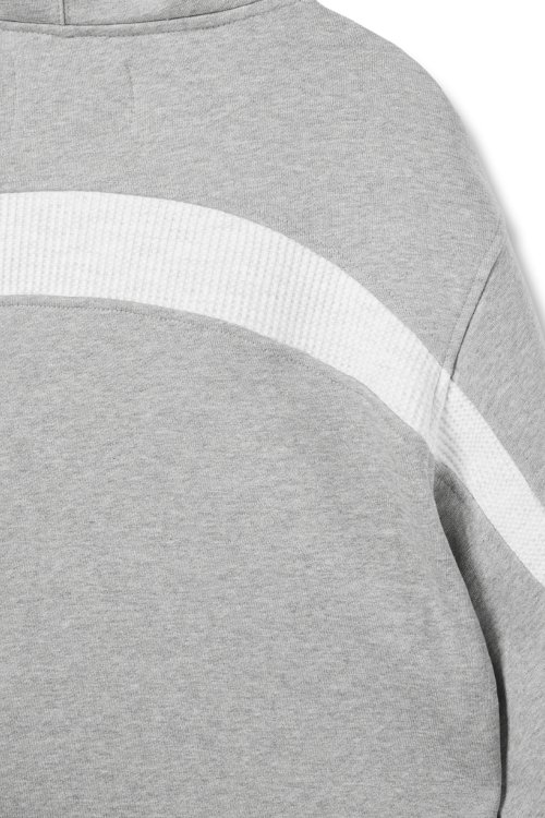 Contrast Mix Hoodie Zip-Up Gray