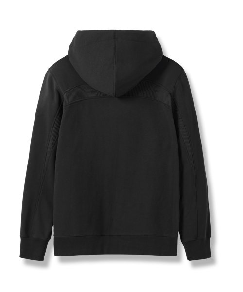 Contrast Mix Hoodie Zip-Up Black