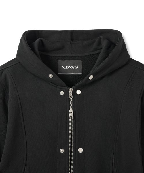 Contrast Mix Hoodie Zip-Up Black