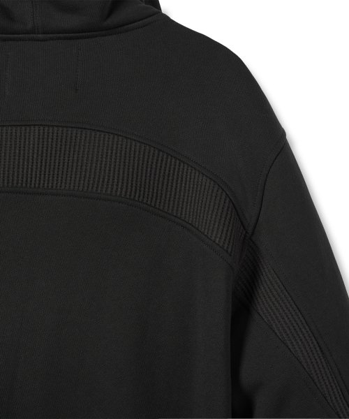 Contrast Mix Hoodie Zip-Up Black