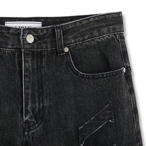 Applique Chasser Denim Pants Black