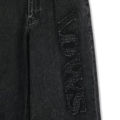 Applique Chasser Denim Pants Black