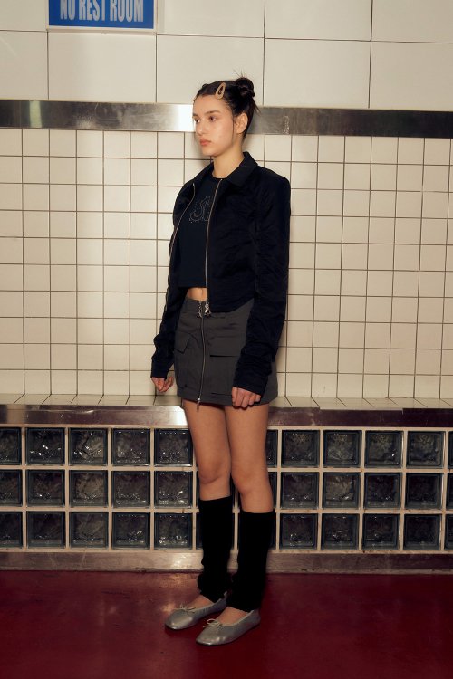 RUCHED SHORT JACKET (BLACK)