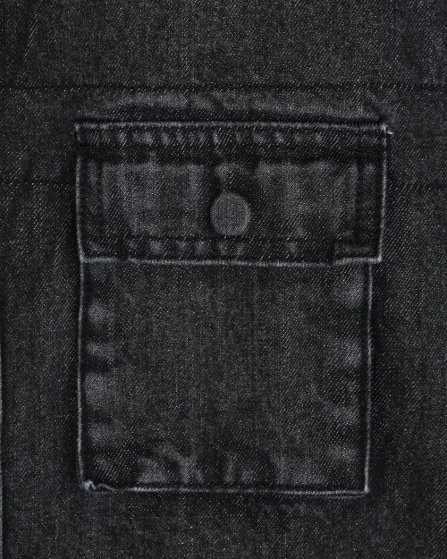WASHED DENIM MULTI POCKET WORK JACKET BLACK