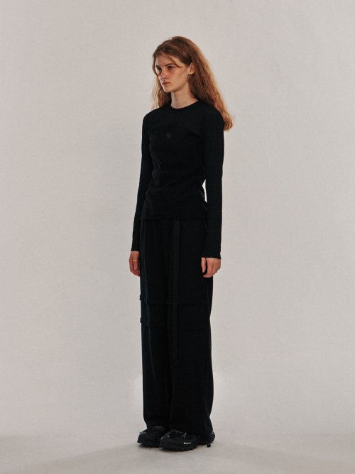 Базовый лонгслив в полоску с двухцветным лого [Black]
