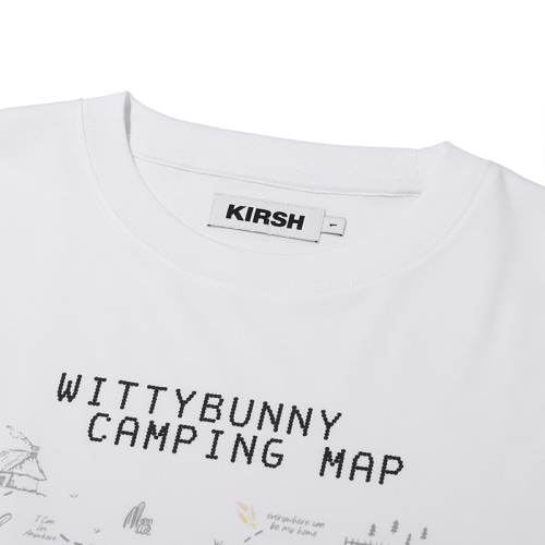 Укороченная футболка Witty Bunny с кемпинг-принтом [White]