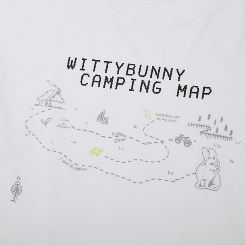 Укороченная футболка Witty Bunny с кемпинг-принтом [White]