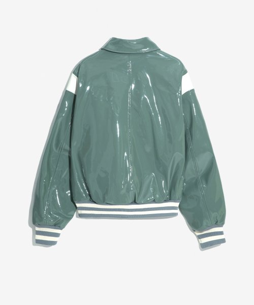 PATENT STADIUM JACKET (SAGE)