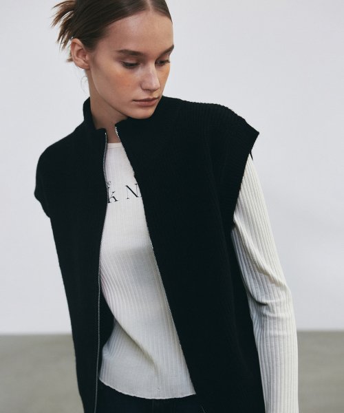 MUSINSA | NICK&NICOLE NICOLE KNIT ZIP UP VEST_BLACK