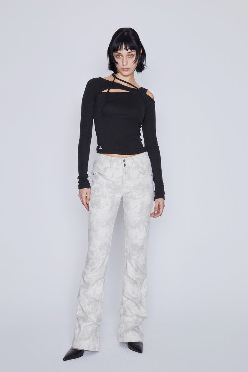 JACQUARD SHIRRING PANTS (BEIGE)