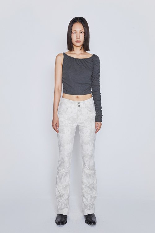 JACQUARD SHIRRING PANTS (BEIGE)
