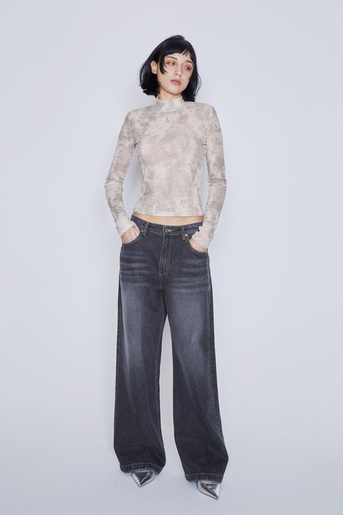 DENIM WIDE PANTS (BLACK)