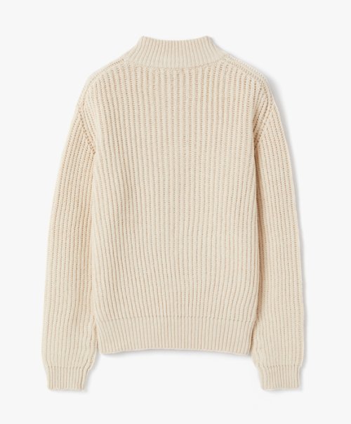 Вязаный зип-ап с высоким горлом - Light Beige