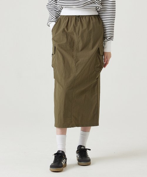 MUSINSA | AWESOME STUDIO Nylon Cargo Skirt Khaki