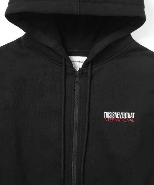 MUSINSA | thisisneverthat® CP INTL. Logo Zip Hoodie Black