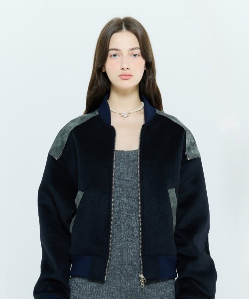 L6 WOOL BOMBER JACKET(NAVY)