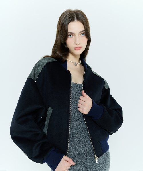 L6 WOOL BOMBER JACKET(NAVY)