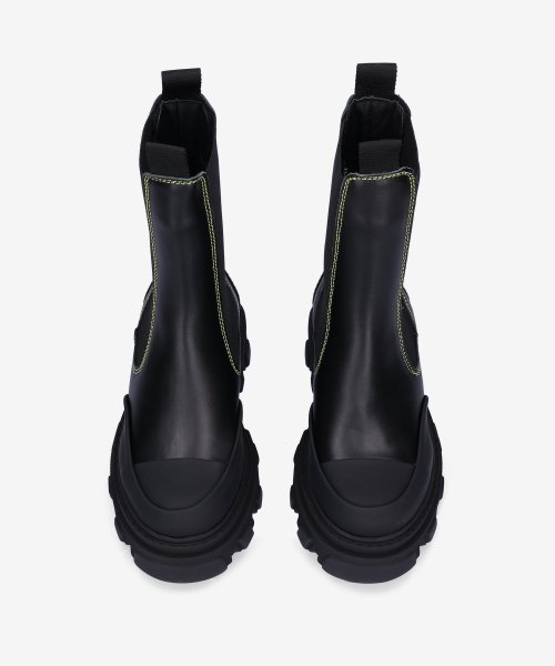 MUSINSA公式 | GANNI Mid Yellow Stitch Boots - Black / S1910099