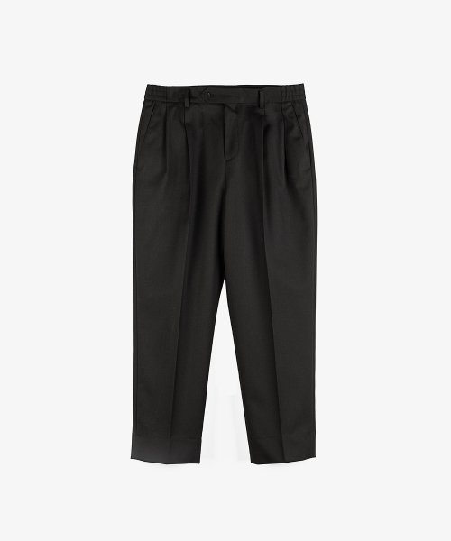 Шерстяные брюки со складками зауженные (Black)