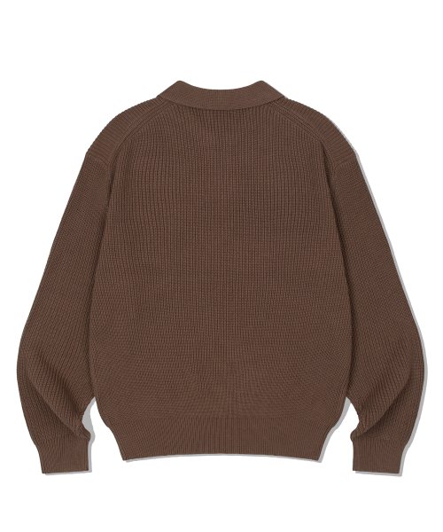 ZIP-UP COLLAR KNITWEAR_BROWN