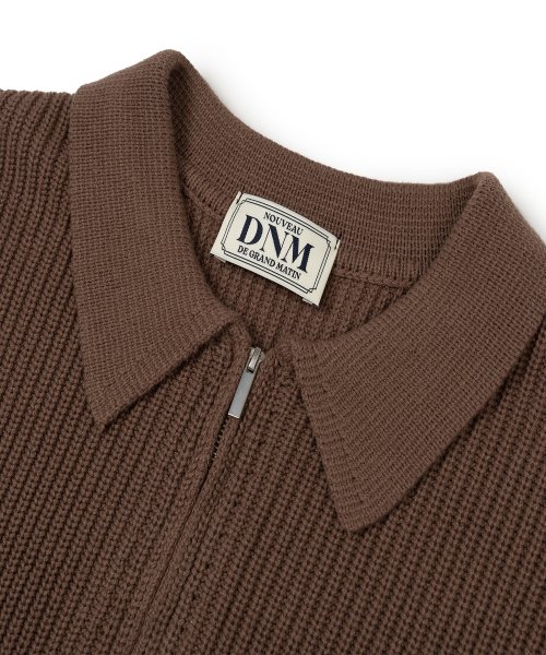 ZIP-UP COLLAR KNITWEAR_BROWN