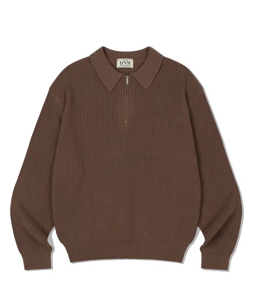 ZIP-UP COLLAR KNITWEAR_BROWN