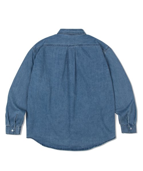OVER FIT LOGO DENIM SHIRT_MEDIUM BLUE