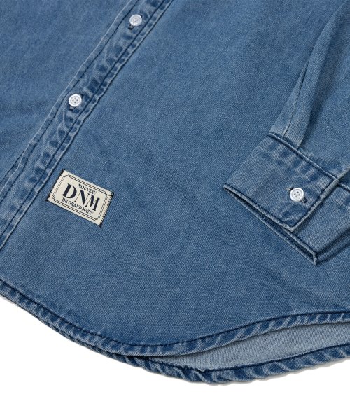 OVER FIT LOGO DENIM SHIRT_MEDIUM BLUE