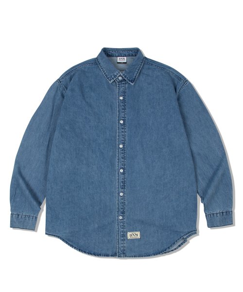 OVER FIT LOGO DENIM SHIRT_MEDIUM BLUE