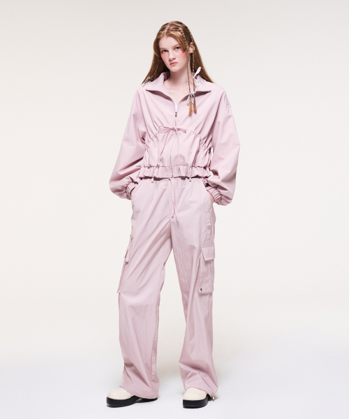 Shirring String Wind Jumper, Pink